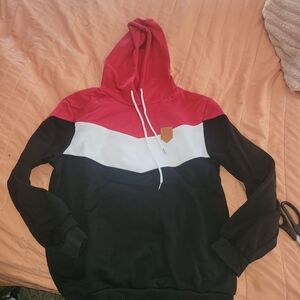 Men's Trendy Red White And Black Hoodie Size Medium NWOT